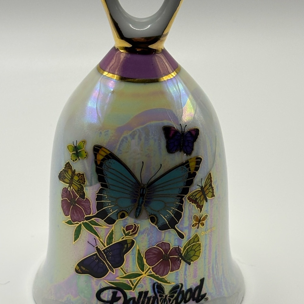 Dollywood Iridescent Ceramic Bell Pearlized Decorative Collectible